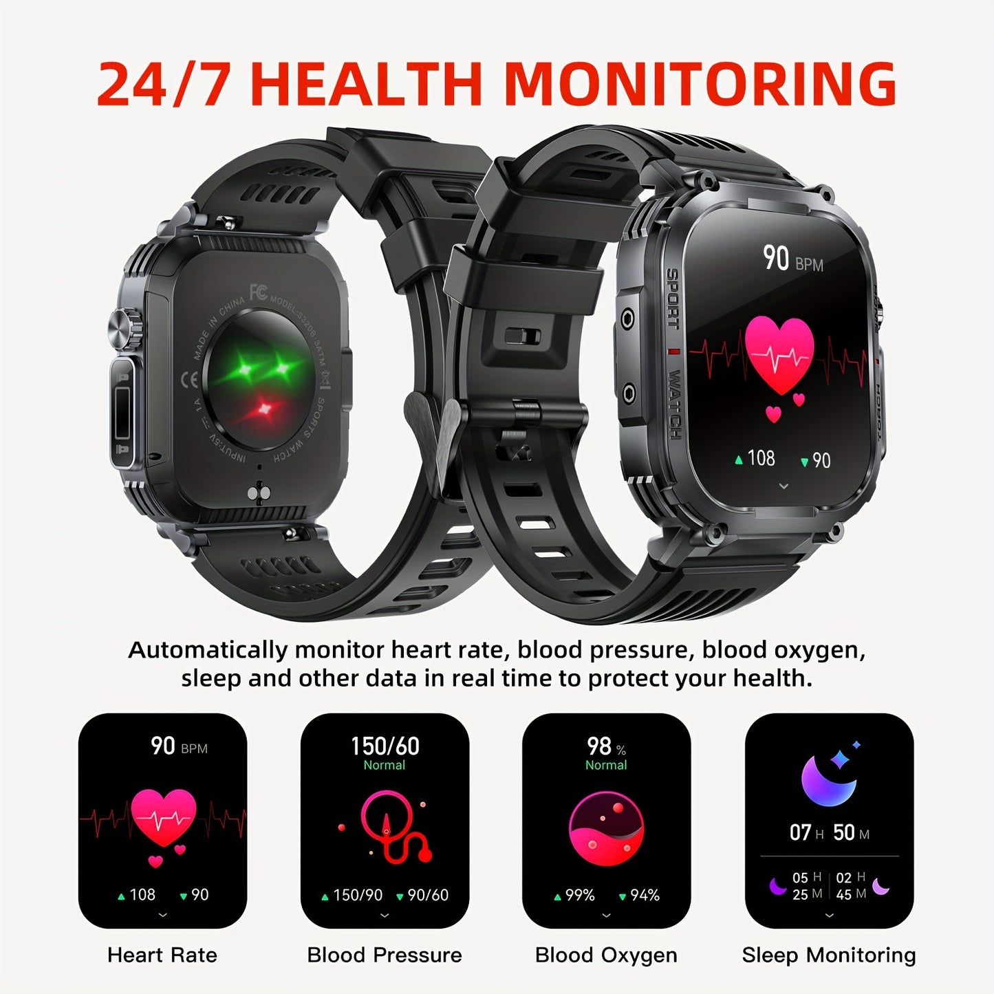 - Smart Watch With 2.02" TFT Screen (Answer/Make Calls)