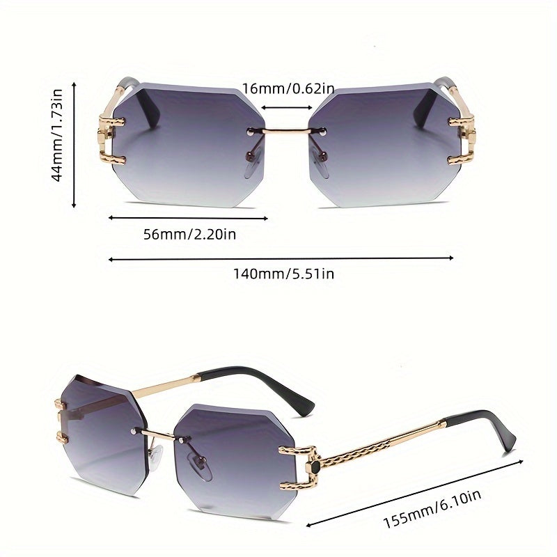 1pc Polygonal Frameless Fashion Glasses For Women