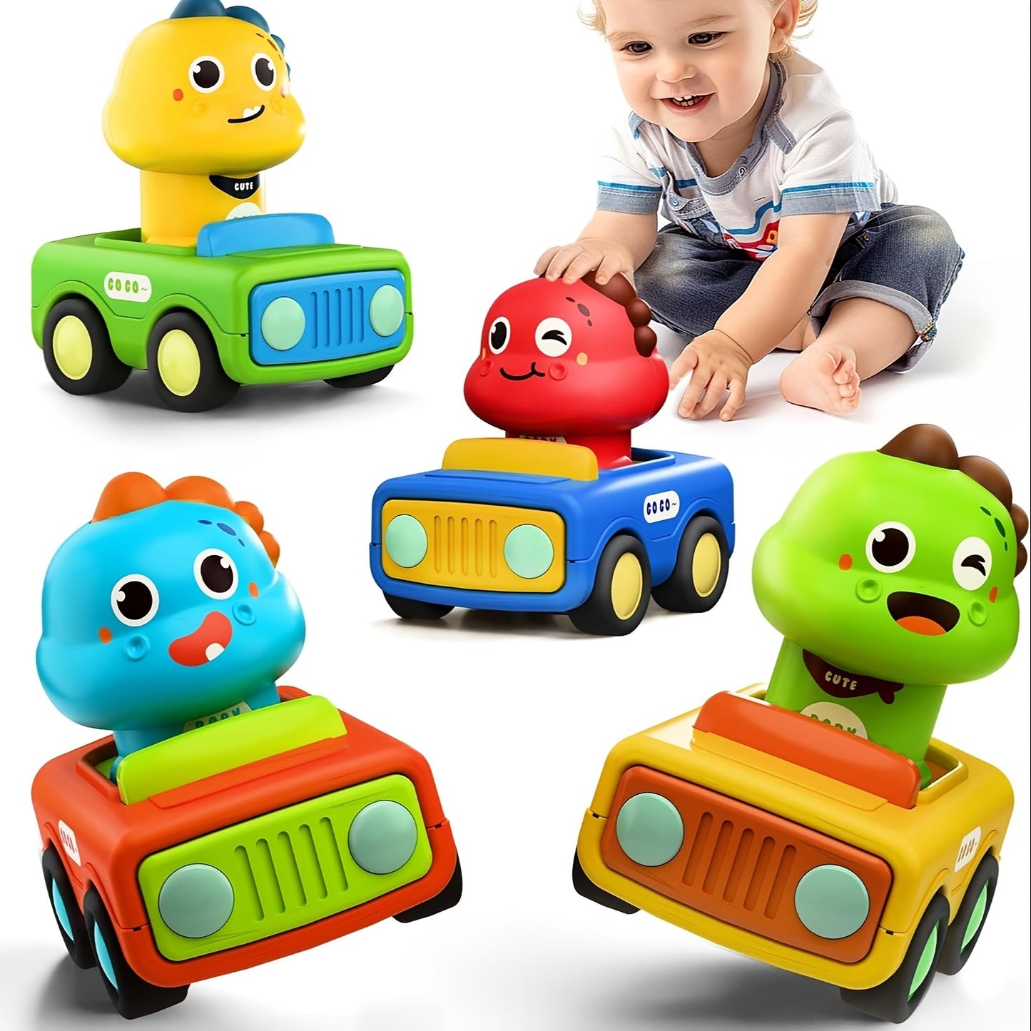 Go Car Toys For Toddlers 1-3, Baby Animal Race Cars