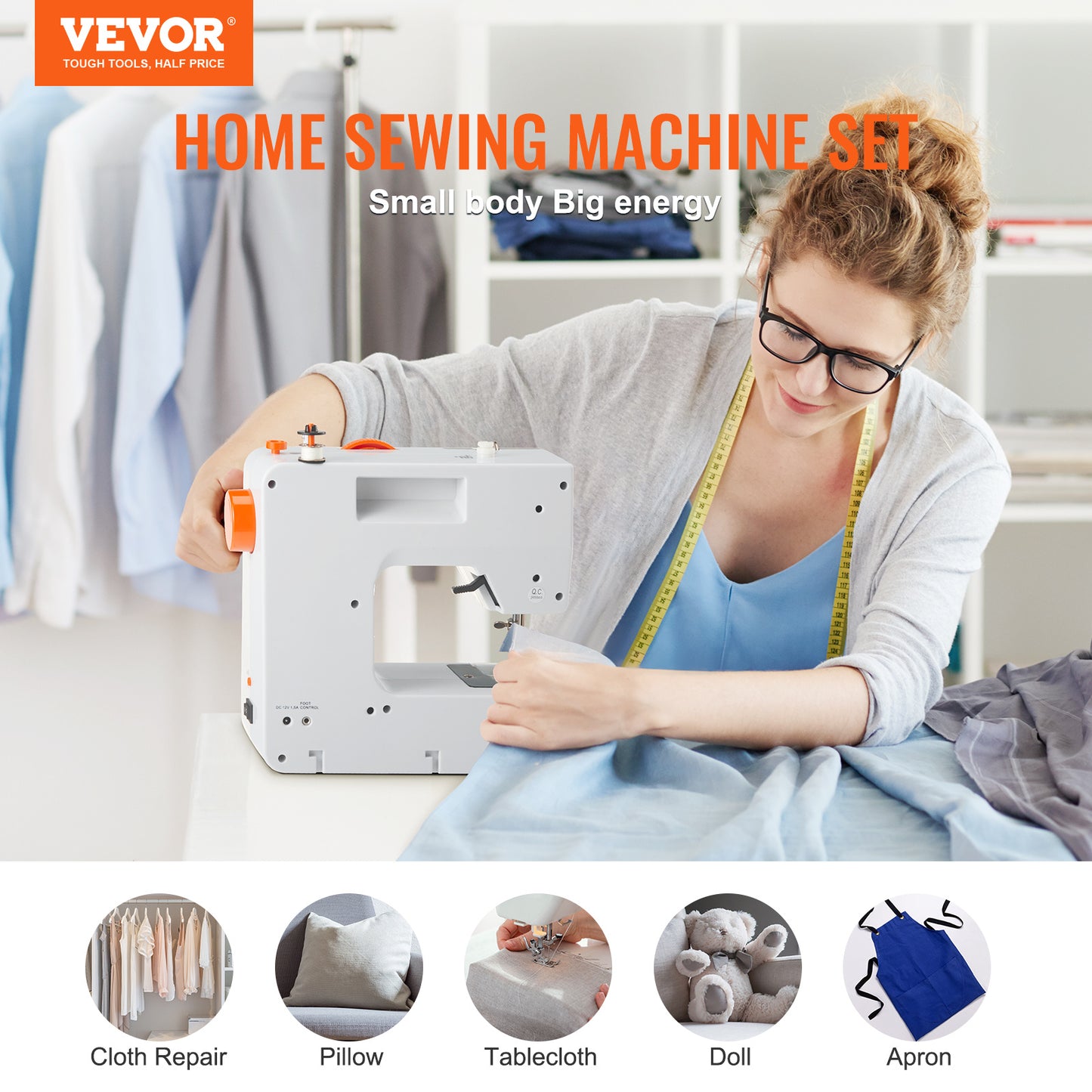 Portable Sewing Machine for Beginners with 38 Built-in Stitches & Reverse Sewing