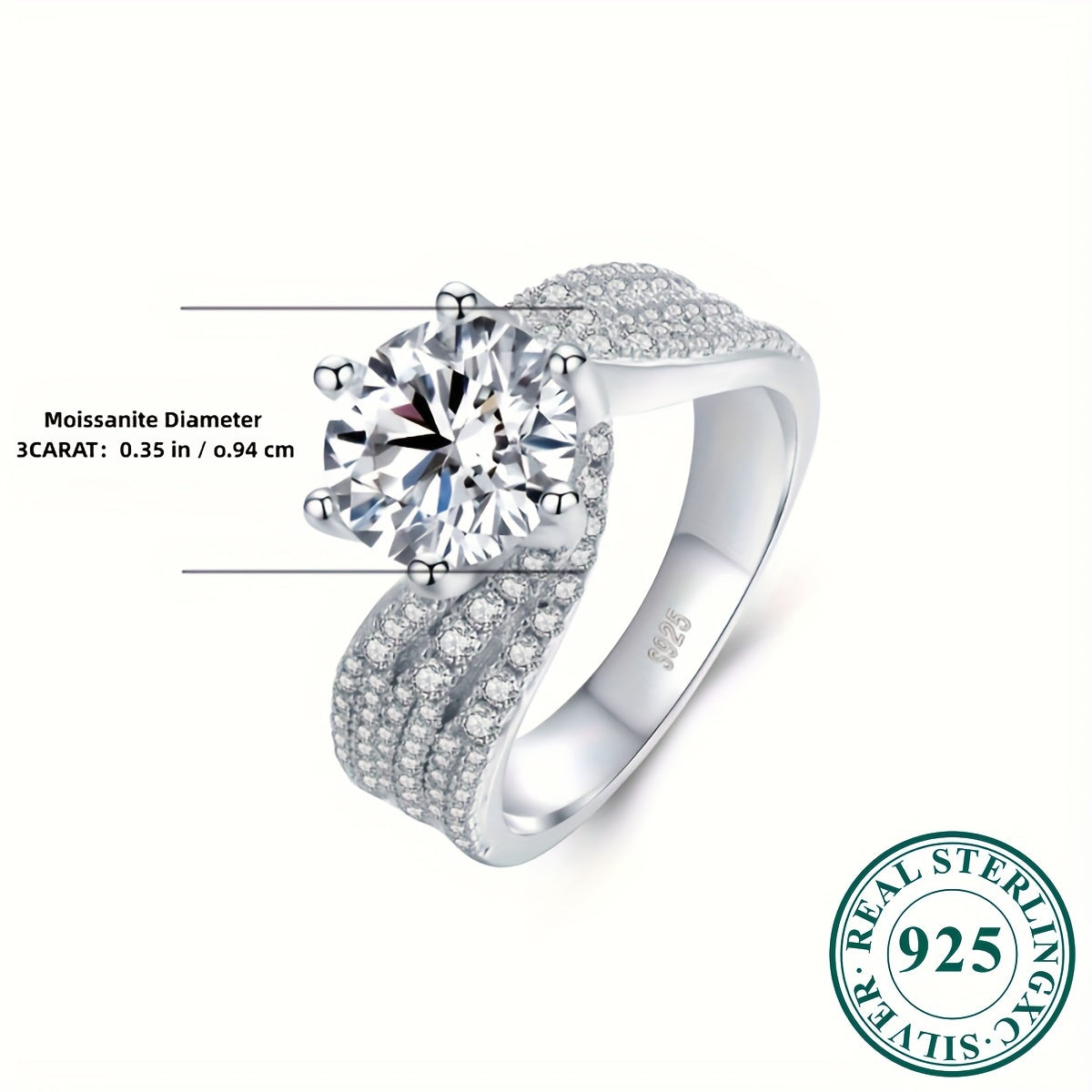 Platinum PT950 Moissanite Diamond Ring