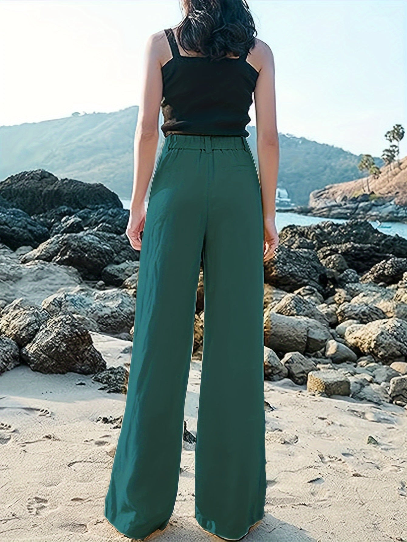 Solid Color Straight Leg Pants