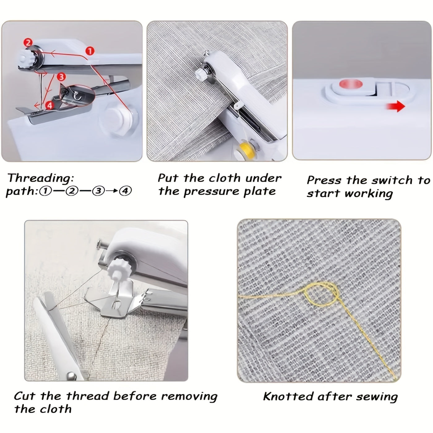 Portable Sewing Machine Quick Handheld Stitch Tool For Fabric, Cloth, Clothing