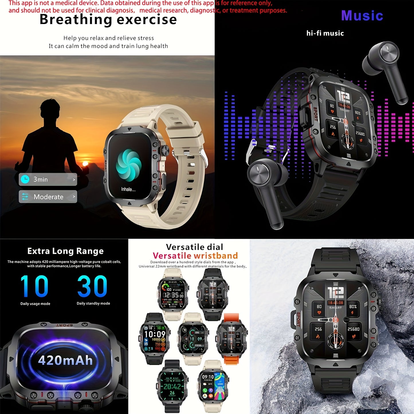 Waterproof Smart Watch For Men, 1.96'' Smart Fitness Watch