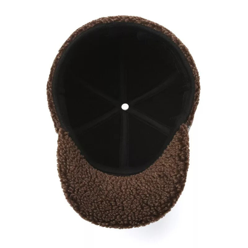 Men's Warm PU Leather Baseball Cap with Ear Flaps