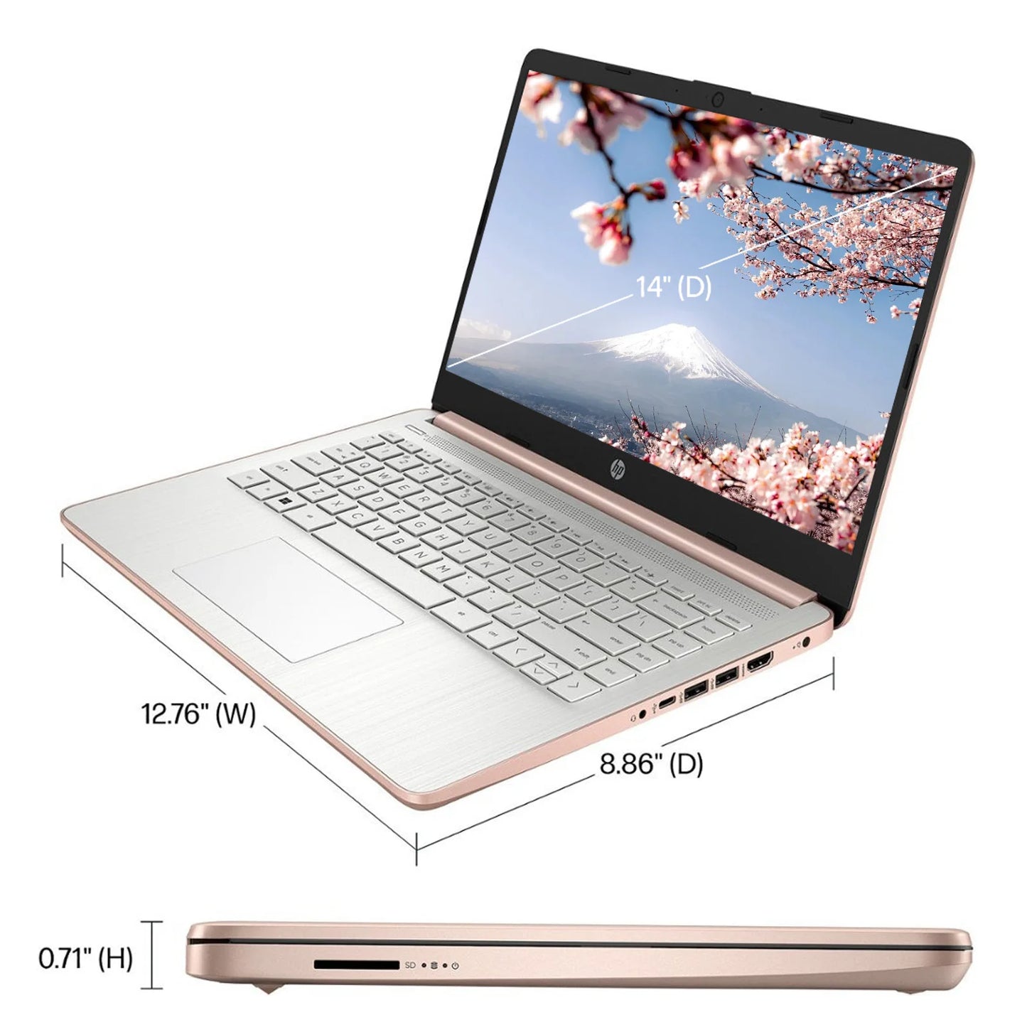 HP Newest 14" Business Laptop, Intel Celeron Rose Gold