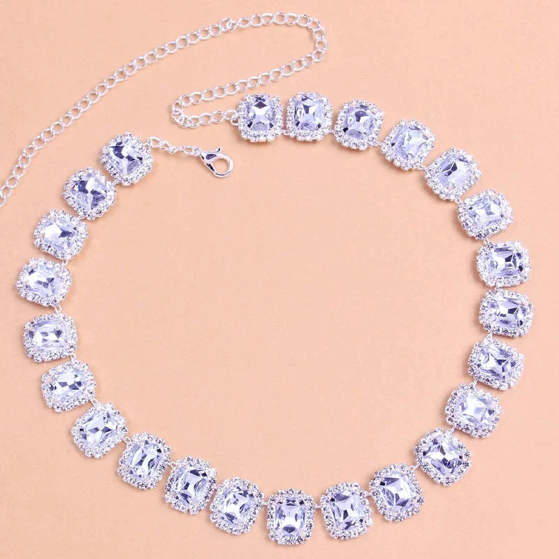 Fashion Tight Chain Rhinestone Collar Choker Necklace for Women