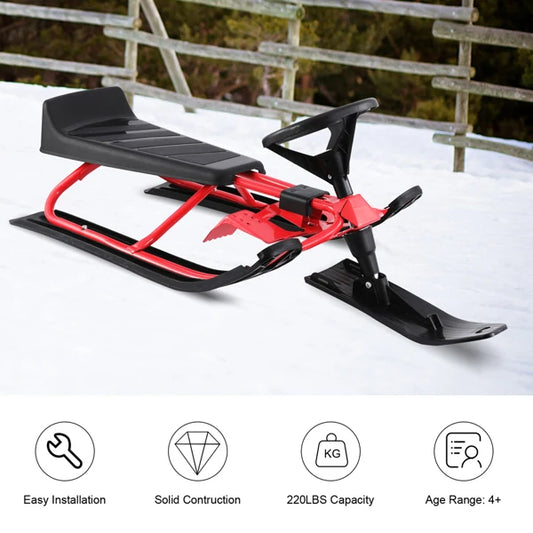 Snow Steering Ski Board Sled Slider with Steel Frame / Pull Rope