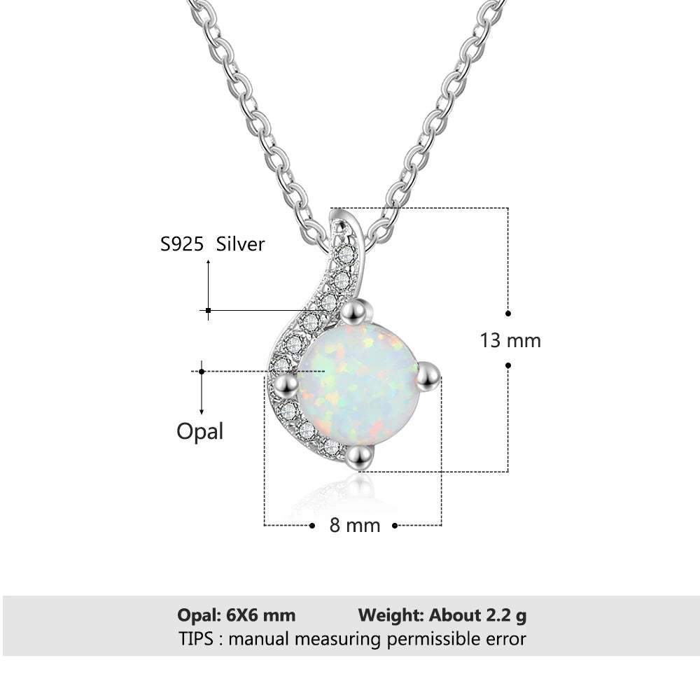 925 Sterling Silver White Opal Ring / Earrings / Chain Necklace Jewelry Sets