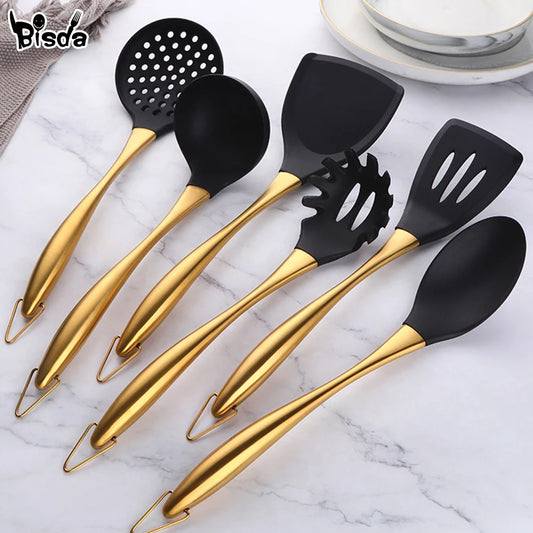 Gold Cooking Tool Set Silicone Head