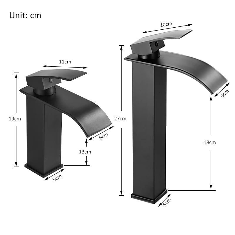 Matte Black Waterfall Basin Faucet