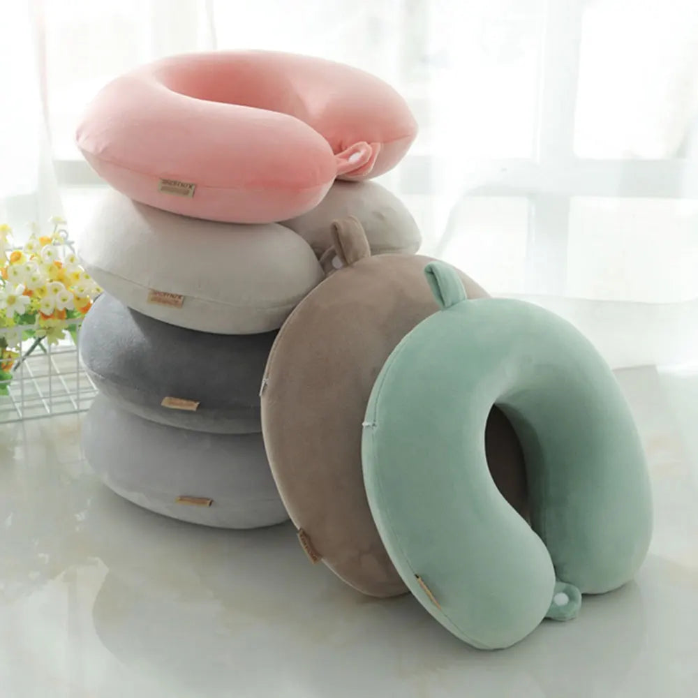 Polyester Solid Color Memory Foam  Travel Neck /Office Nap Pillow