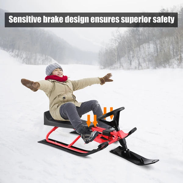 Snow Steering Ski Board Sled Slider with Steel Frame / Pull Rope