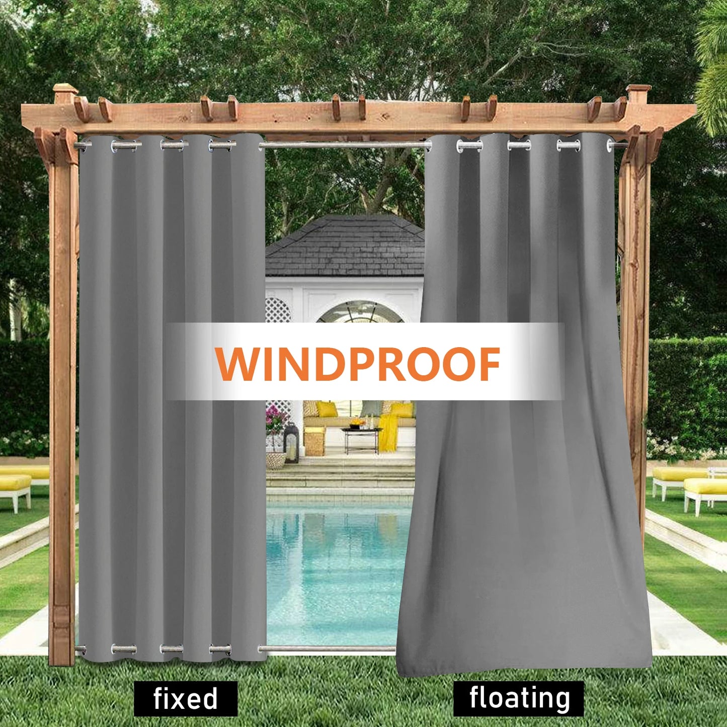 Patio Outdoor Curtain Sun Block Windproof Window Curtains