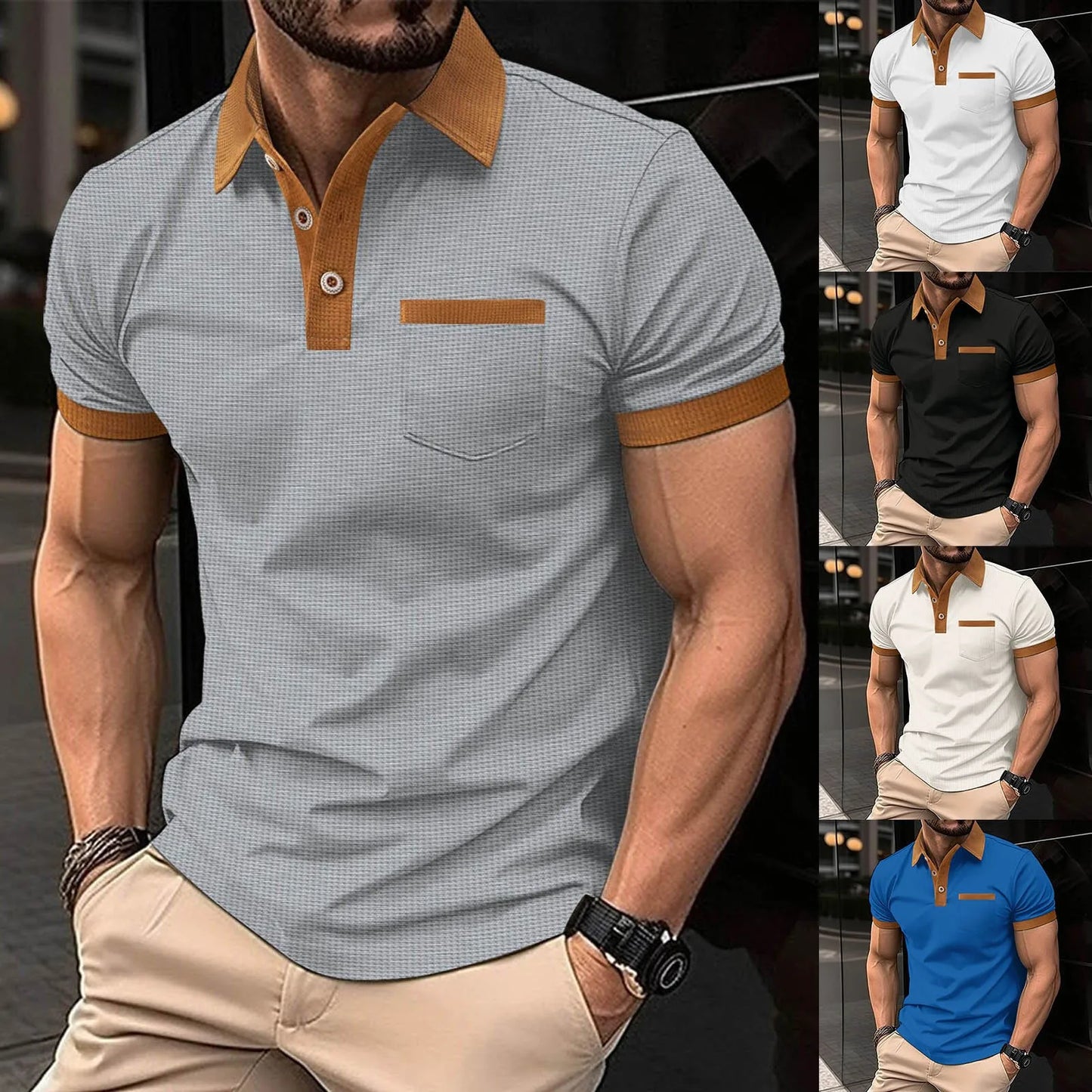 Men'S Color Matching Shirt