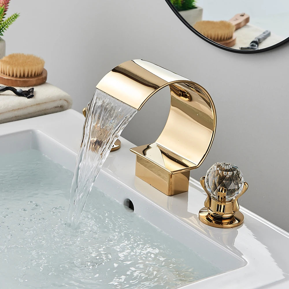 Waterfall Golden Basin Faucet