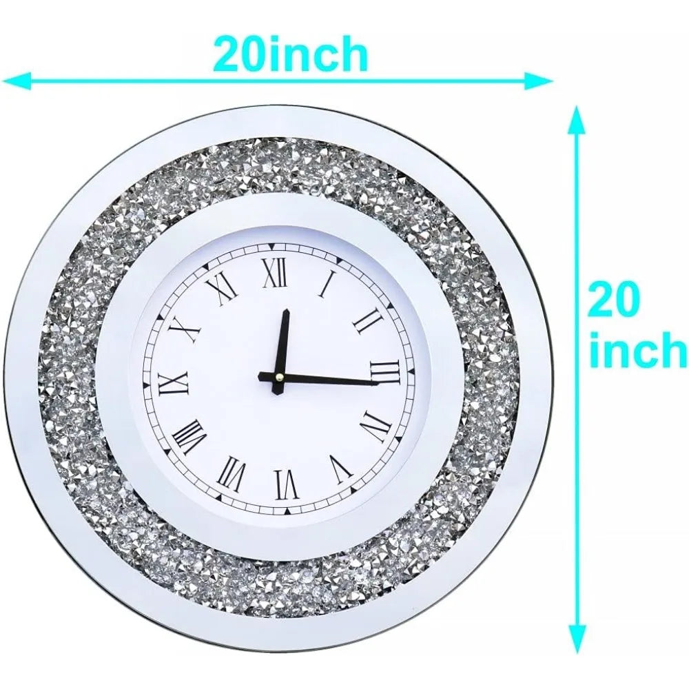 Crystal Sparkling Diamond Mirror Large Wall Clock