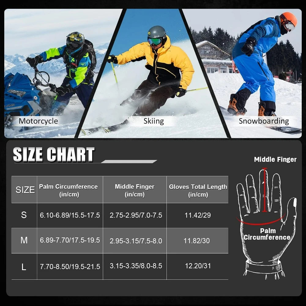 Ski Gloves,Winter Waterproof Snowboard Snow 3M Thinsulate Warm Touchscreen Cold Weather Women Gloves Wrist Leashes.