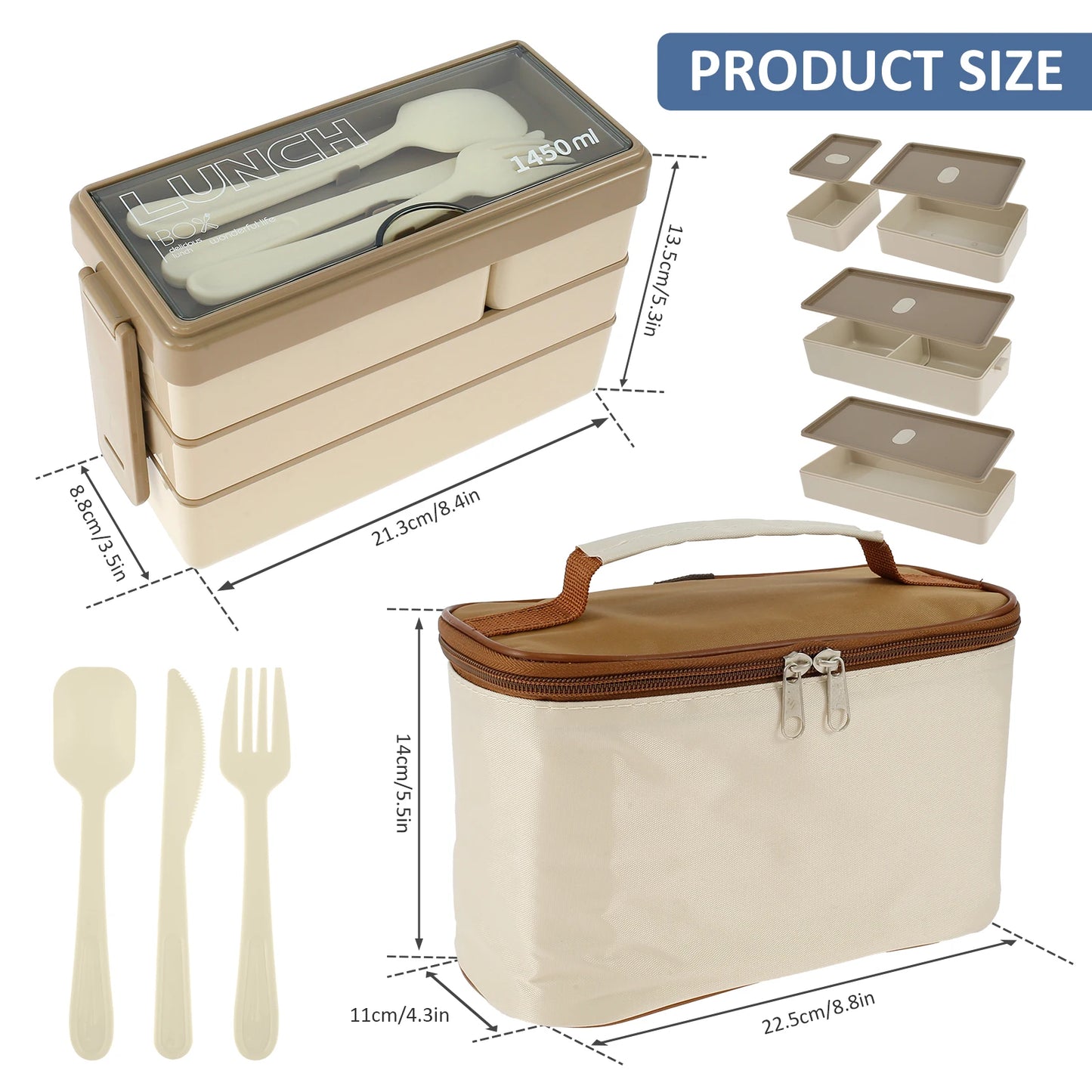 3 Tier Lunch Box with Compartments Stackable