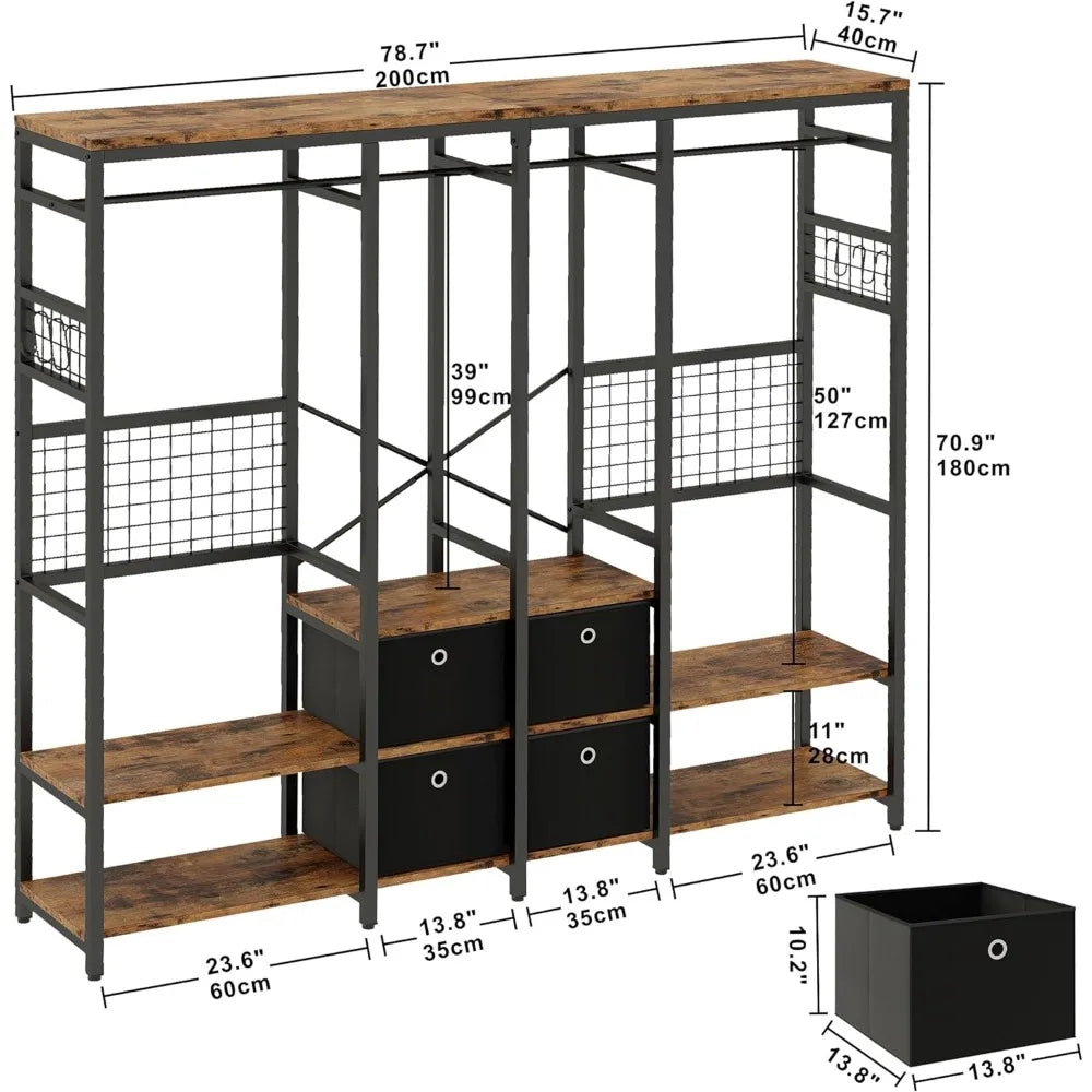 Garment Racks with Shelves 4 Drawers