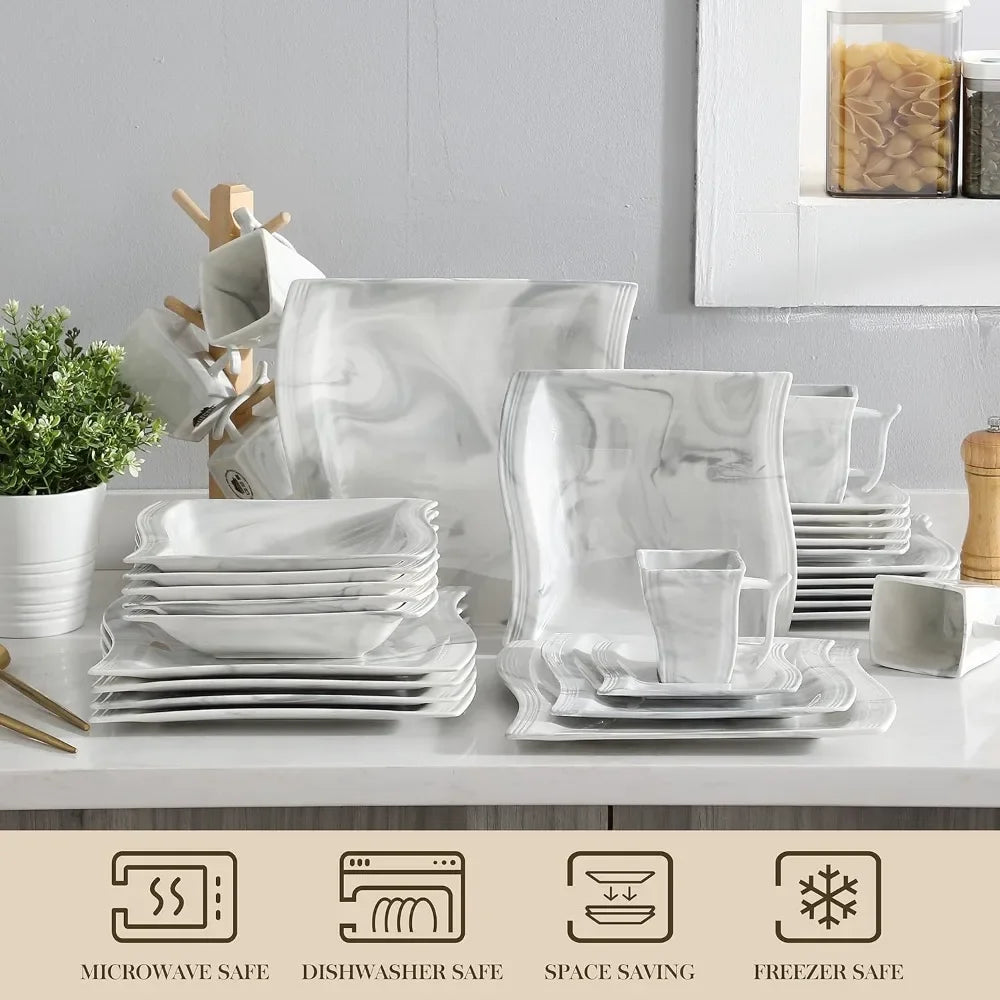 30 Piece Porcelain Dinnerware Sets for 6