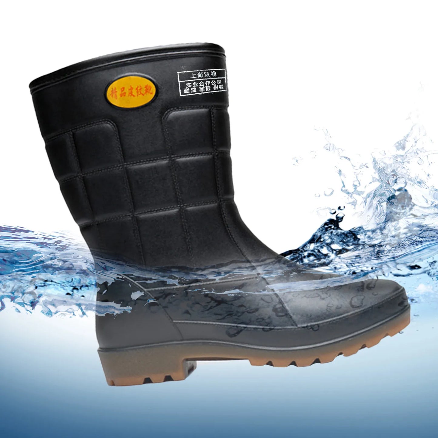 Men Mid Calf Rain Boots