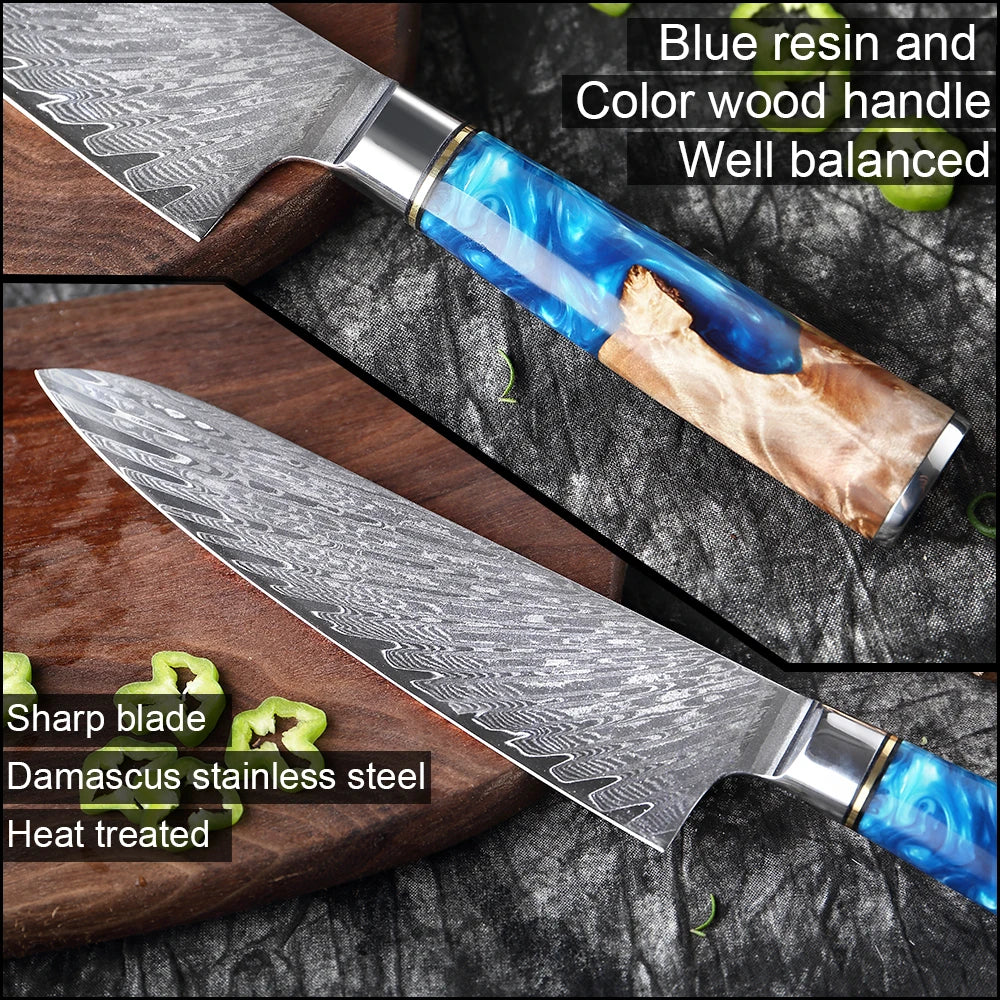 Kitchen Knives Set Damascus Steel