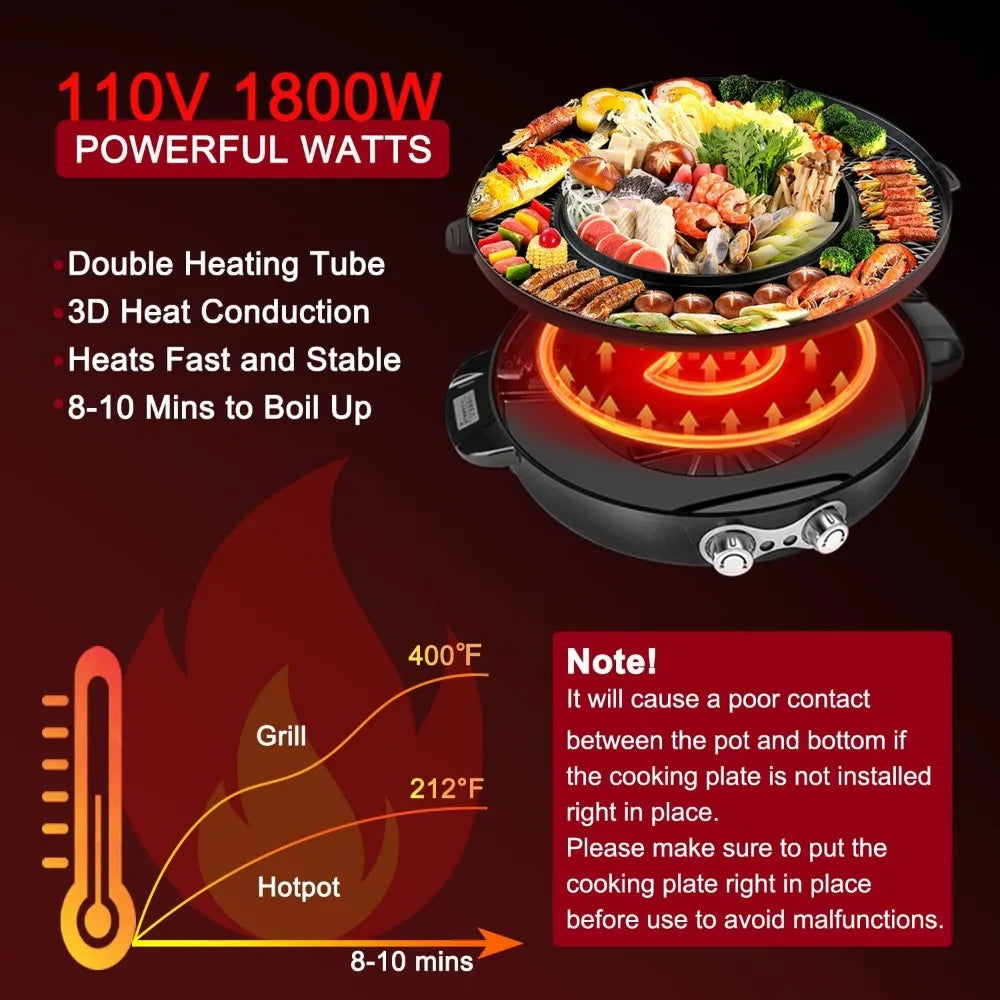 Electric Smokeless Grill and Hot Pot