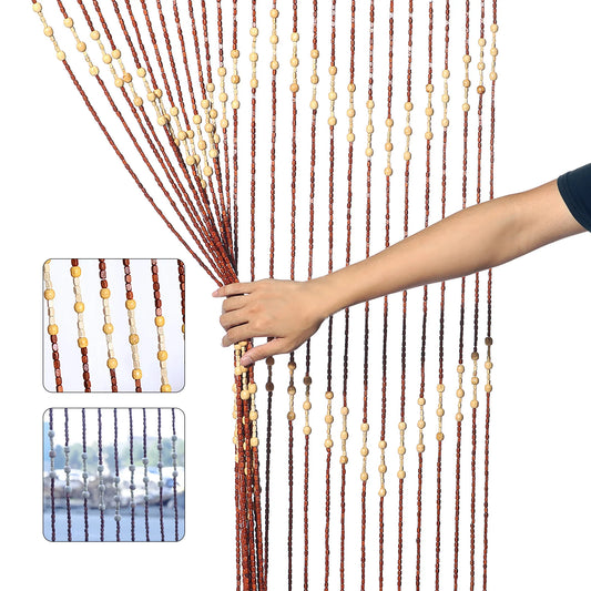 27 Strand Vintage Natural Wood and Bamboo Beaded Curtain