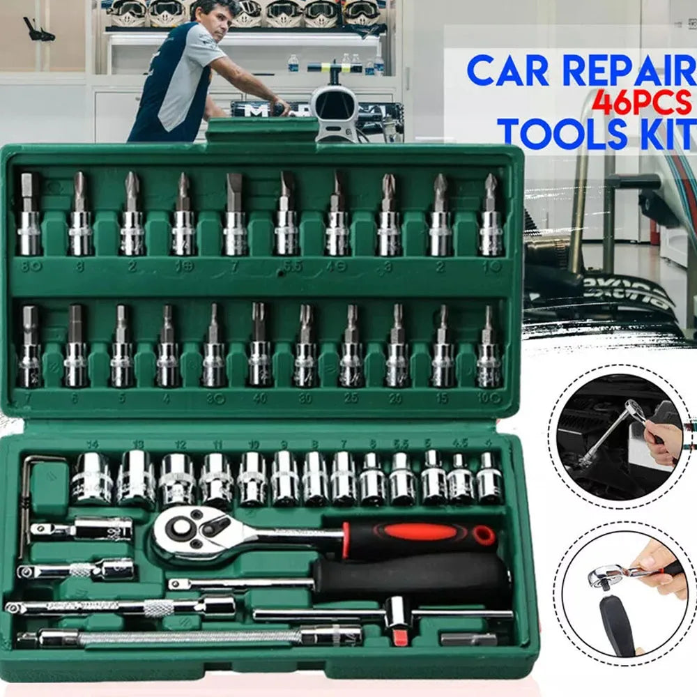 46pcs  Socket Ratchet Wrench Set 1/4" Drive