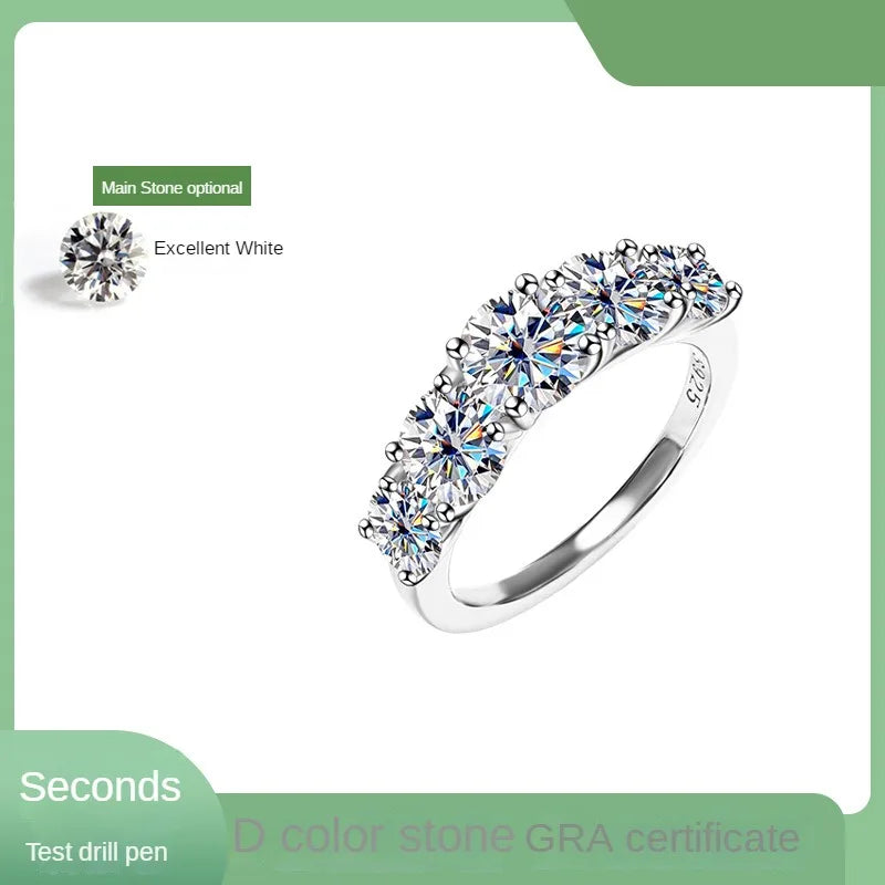 3.6 Carats Moissanite Ring S925 Sterling Silver Luxury Jewelry