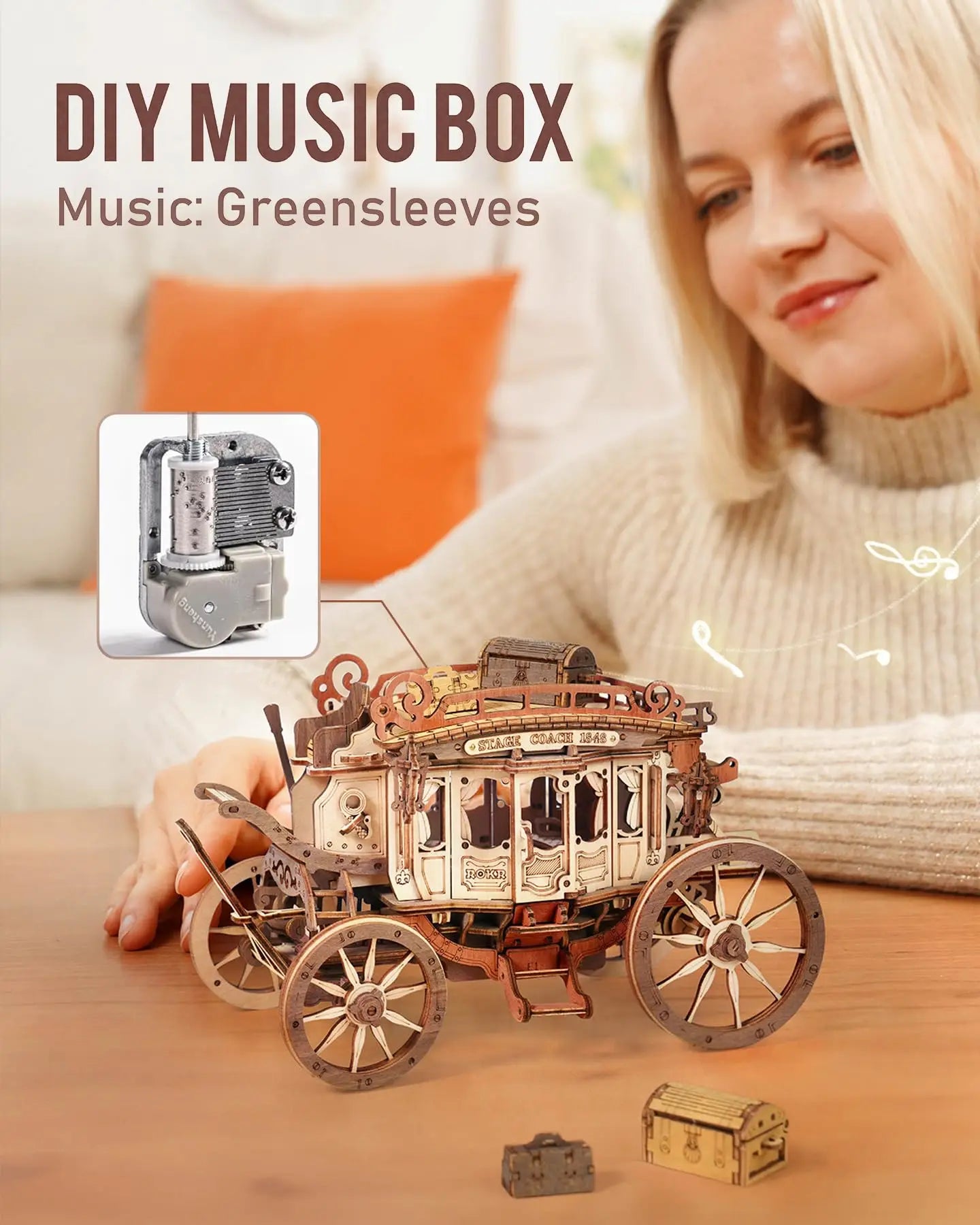 Stagecoach Music Box 3D wooden puzzle