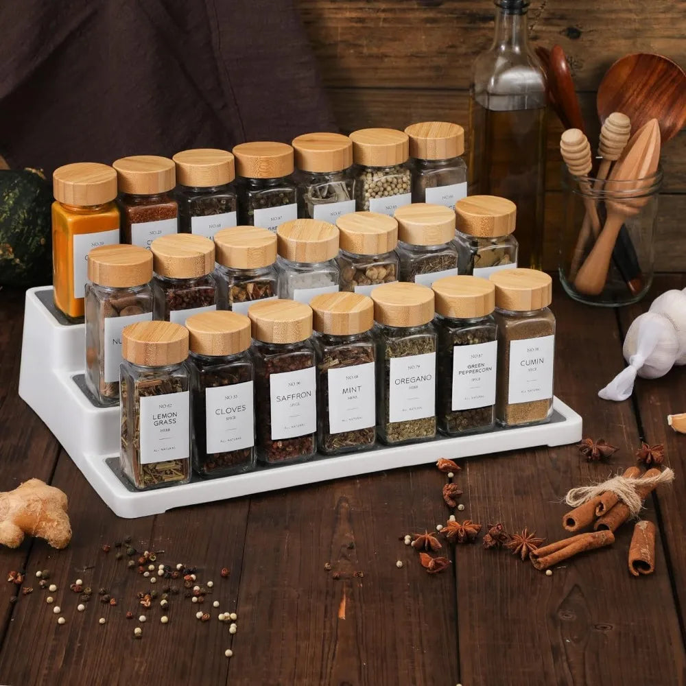 12 Pcs Glass Spice Jars with Bamboo Lids