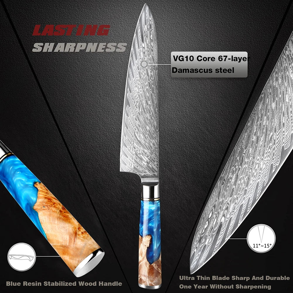 Kitchen Knives Set Damascus Steel