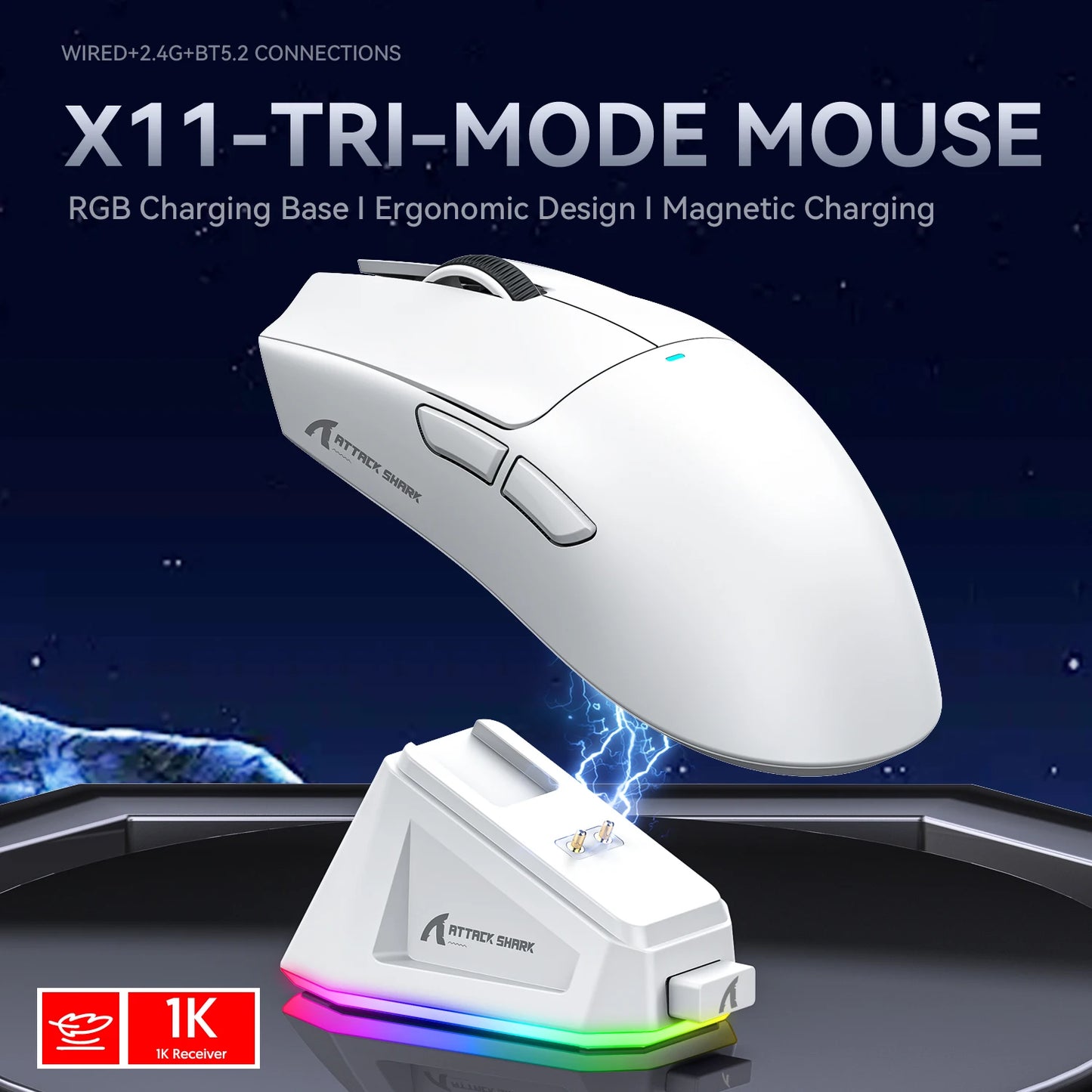 Lightweight Wireless Gaming Mouse with RGB Backlight