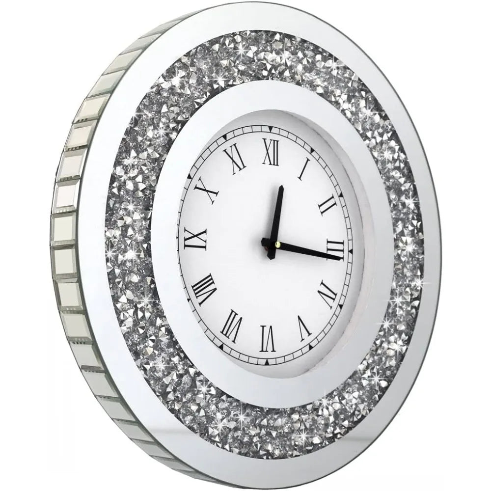 Crystal Sparkling Diamond Mirror Large Wall Clock