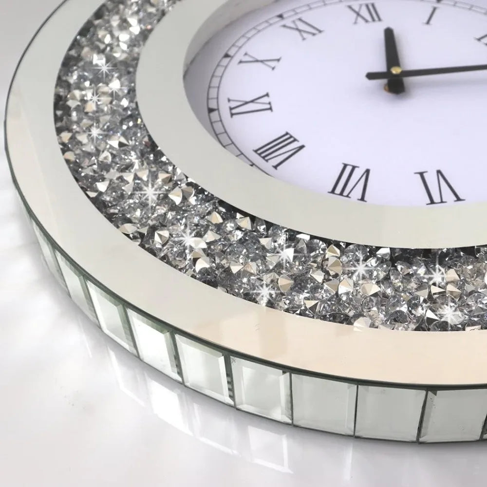 Crystal Sparkling Diamond Mirror Large Wall Clock