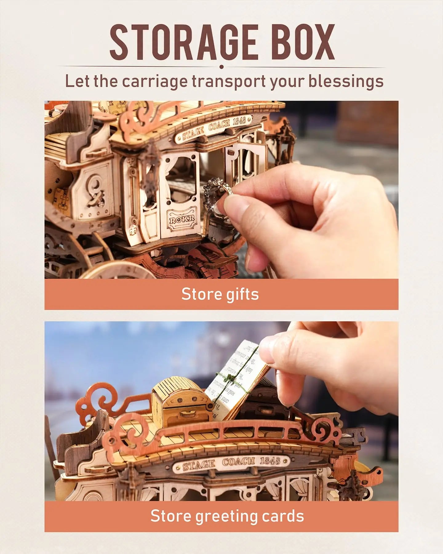 Stagecoach Music Box 3D wooden puzzle