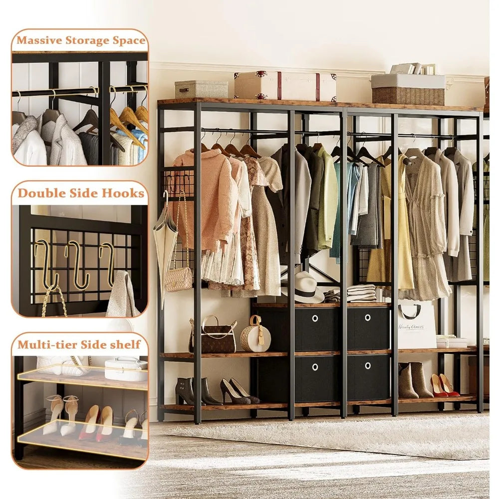 Garment Racks with Shelves 4 Drawers