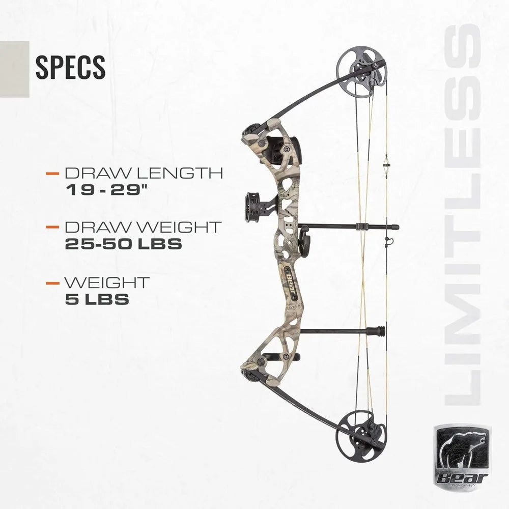 Limitless Dual Cam Compound Bow - Includes Quiver, Sight and Rest, God's Country