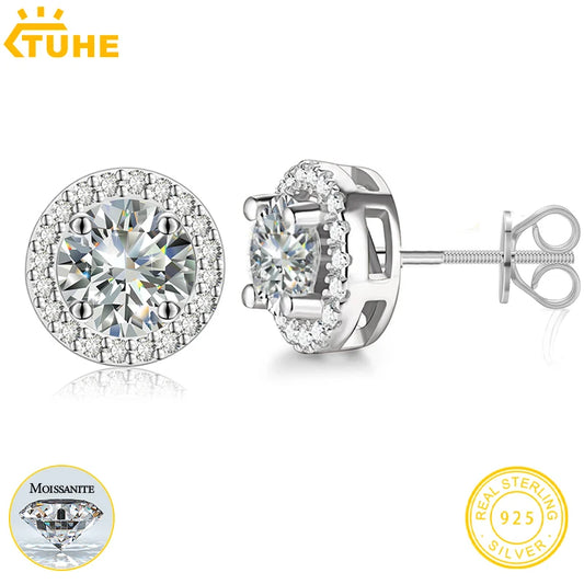 Classic Round 2CT Diamond  Moissanite Earring