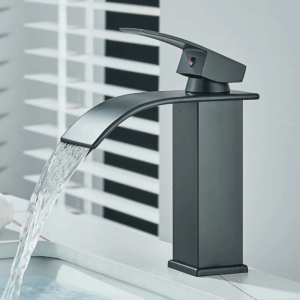 Matte Black Waterfall Basin Faucet