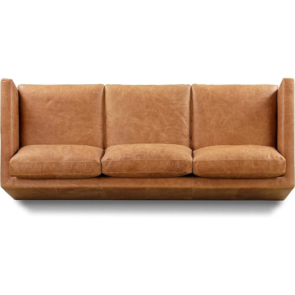 85" Sofa in Full-Grain Pure-Aniline Italian Tanned Leather