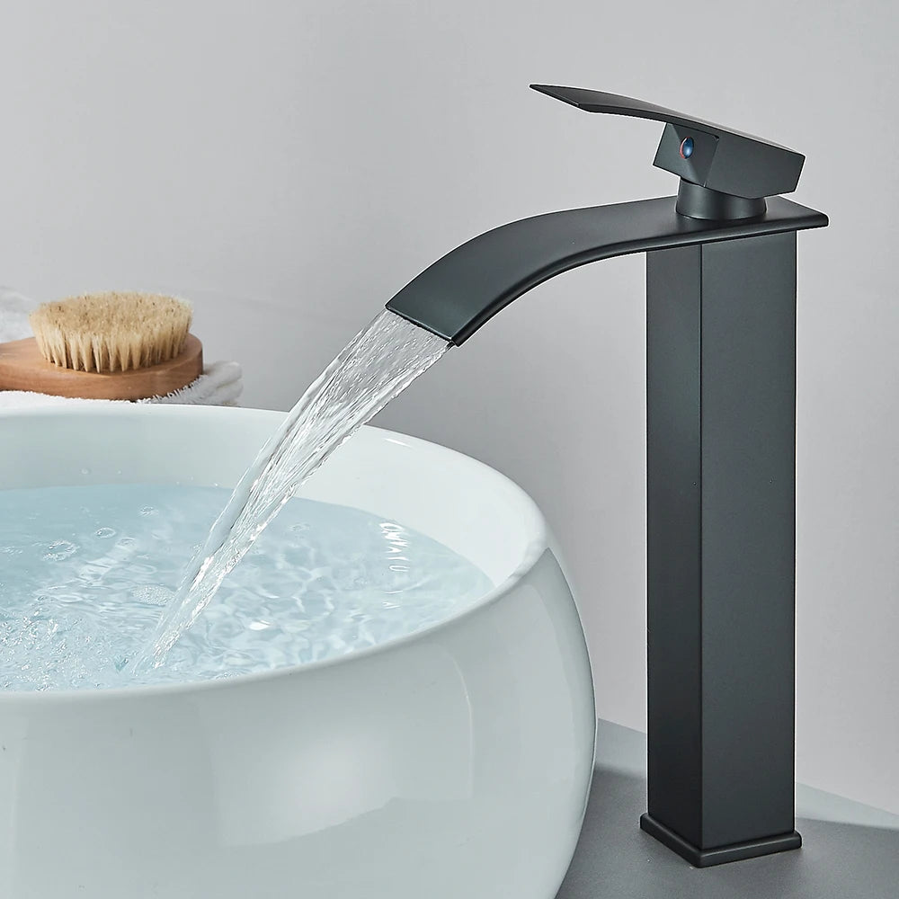 Matte Black Waterfall Basin Faucet