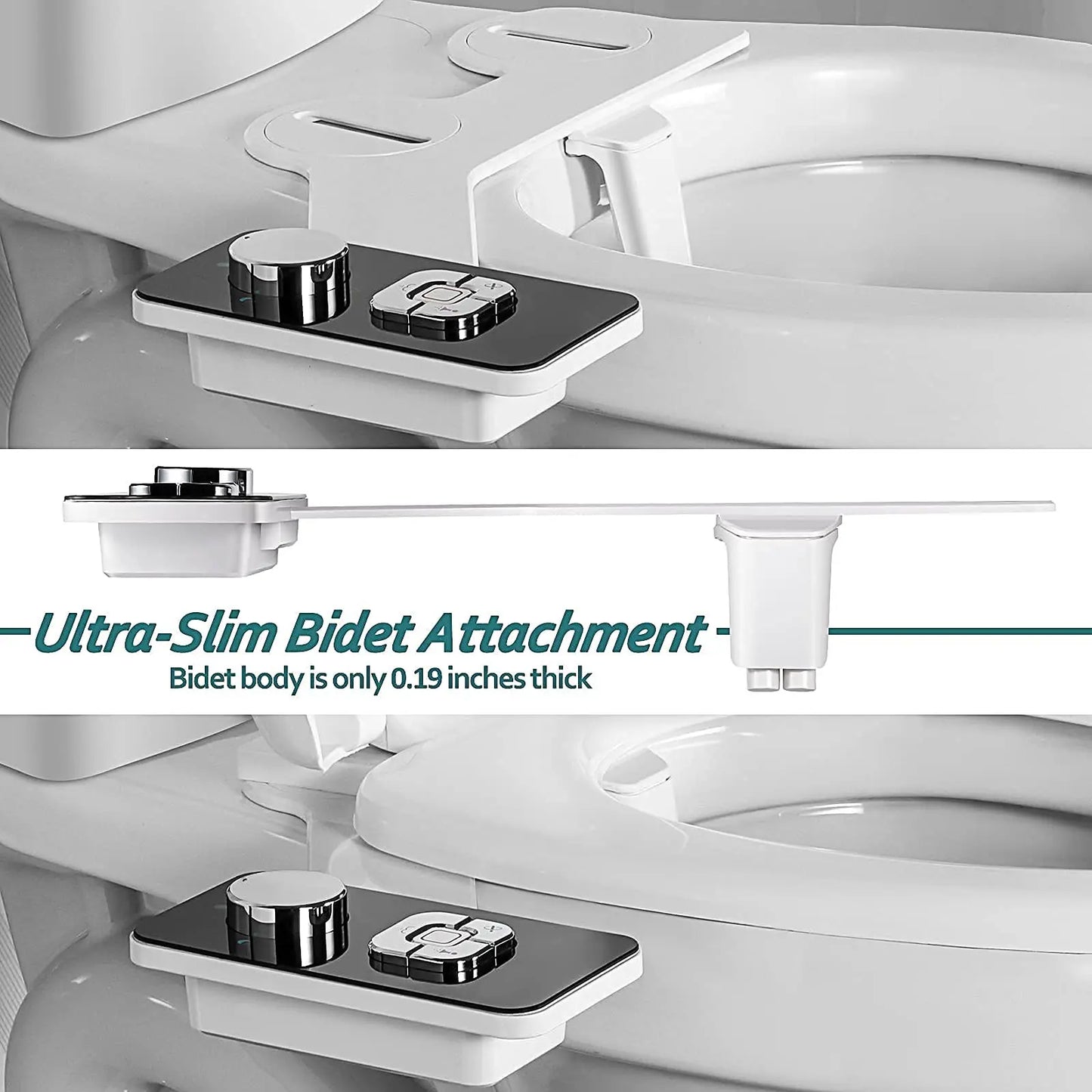 Bidet Toilet Seat Attachment Dual Nozzles