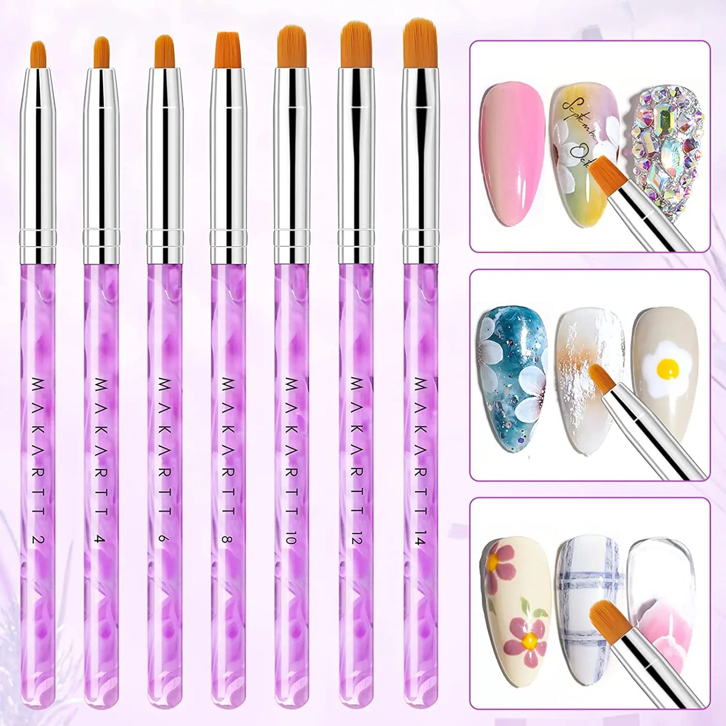 7Pcs Multifunctional Nail Art Brush Set for UV Gel