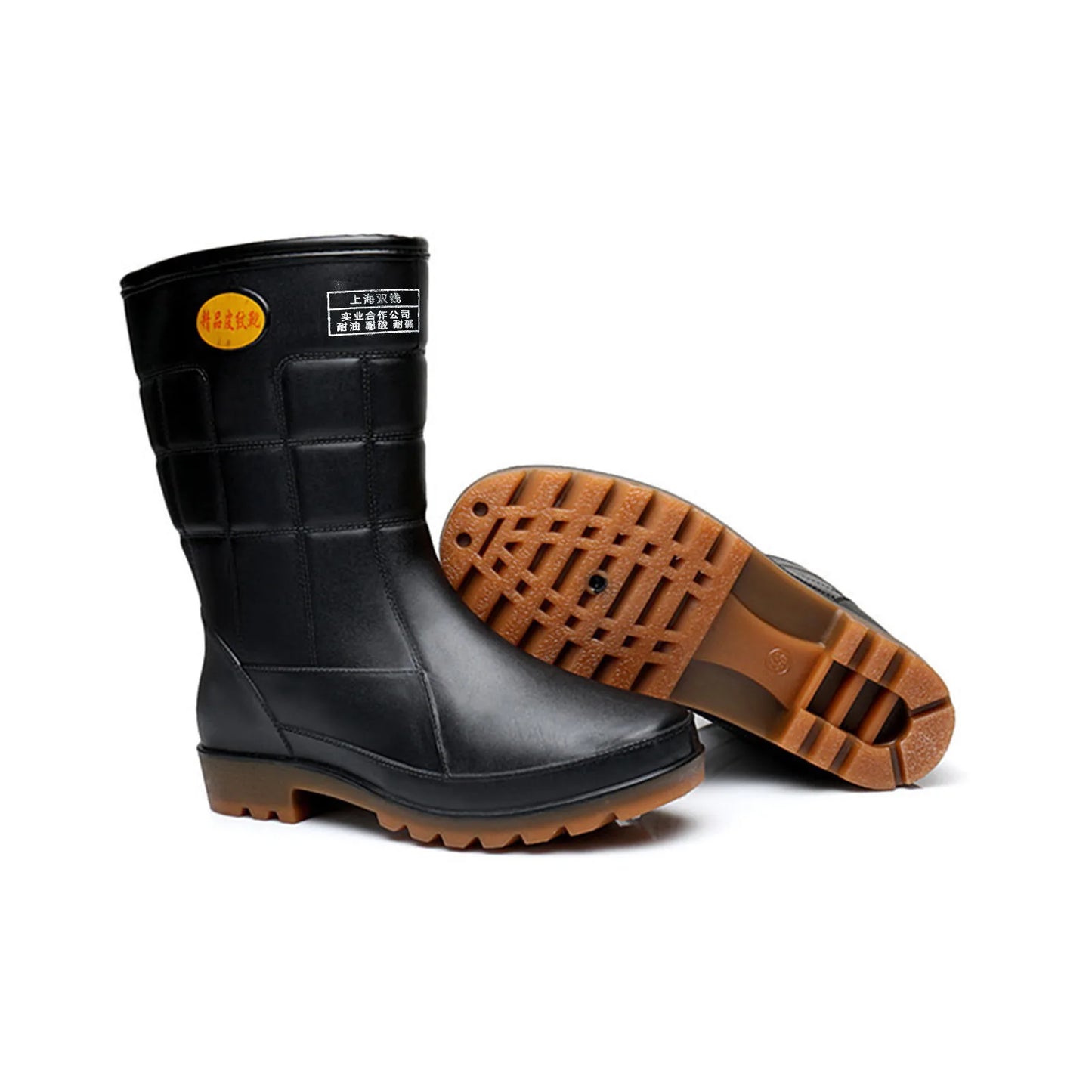 Men Mid Calf Rain Boots