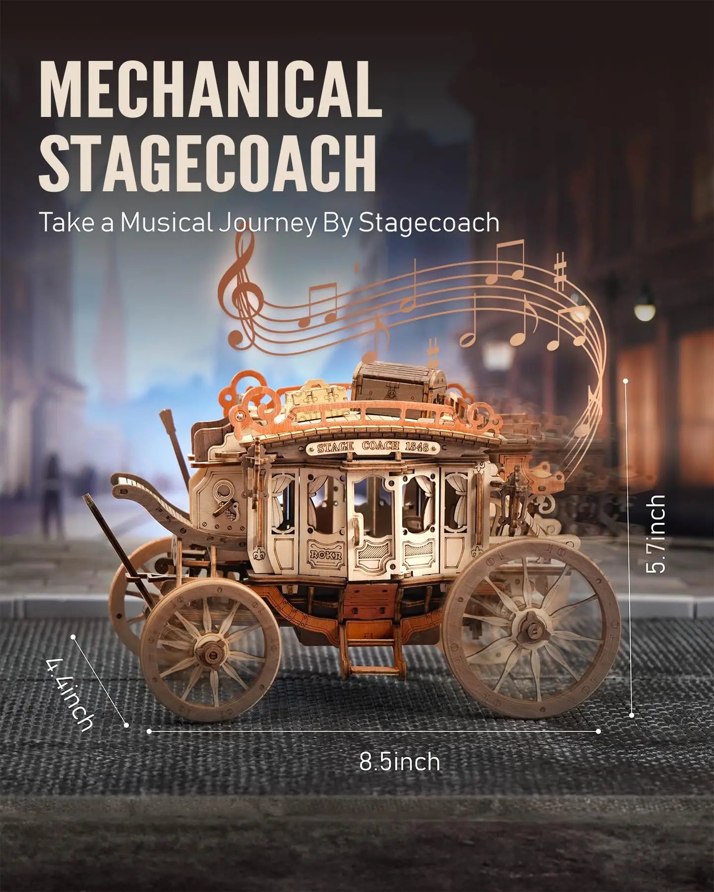 Stagecoach Music Box 3D wooden puzzle