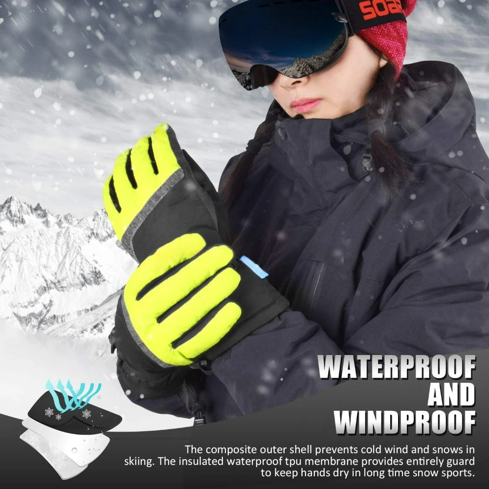 Ski Gloves,Winter Waterproof Snowboard Snow 3M Thinsulate Warm Touchscreen Cold Weather Women Gloves Wrist Leashes.