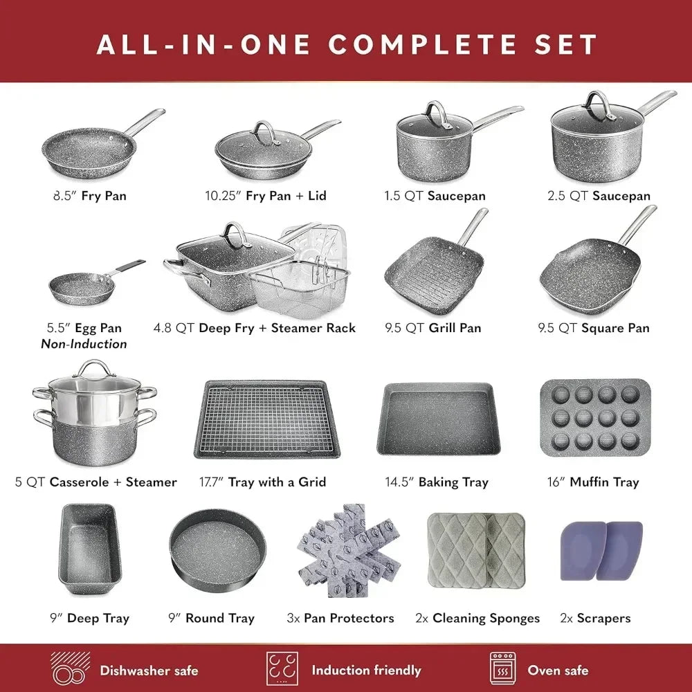 23 Non Stick  Induction Compatible Kitchen Cookware Set